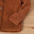 Baby Boy/Girl Button Front Corduroy Long-sleeve Contrast Hooded Jacket YellowBrown image 5