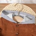 Baby Boy/Girl Button Front Corduroy Long-sleeve Contrast Hooded Jacket YellowBrown image 4