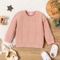 Baby Girl Solid Imitation Knitting Long-sleeve Top Pink image 1