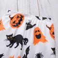2pcs Kid Girl Halloween Graphic Tie Knot Long-sleeve Tee and Allover Print Leggings Set Orange image 5