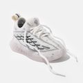 Toddler Geometric Pattern Lace Up Flying Woven Breathable Sneakers Beige image 3
