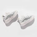 Toddler Geometric Pattern Lace Up Flying Woven Breathable Sneakers Beige image 1