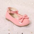 Toddler Bow Decor Buckle Velcro Pink Flats Pink image 2