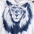 2pcs Kid Boy Lion Print White Hoodie Sweatshirt and Elasticized Pants Set ColorBlock image 2