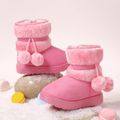 Botas de neve térmica com forro de lã para decoração infantil/criança pom pom Rosa image 4