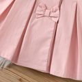 Baby Girl Pink Asymmetric Peter Pan Collar Bow Front Long-sleeve Pleated Coat Pink image 5