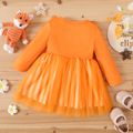 Baby Girl Fox Graphic 3D Ears Detail Orange Long-sleeve Mesh Dress Orange image 2