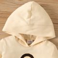 2pcs Baby Boy 95% Cotton Rainbow Embroidered Waffle Long-sleeve Hoodie and Sweatpants Set Apricot image 4