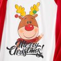 Christmas Family Matching Reindeer & Letter Print Red Raglan-sleeve Plaid Pajamas Sets (Flame Resistant) Black image 4