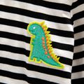 Toddler Boy Stripe Dinosaur Embroidered Long-sleeve Tee BlackandWhite image 4