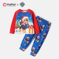 PAW Patrol 2pcs Toddler Boy/Girl Christmas Graphic Long-sleeve Tee and Pants Pajamas Sleeper Set ColorBlock image 1