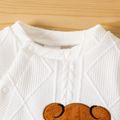 1 unidade Bebé Unissexo Abertura lateral Urso Infantil Manga comprida Macacão Branco