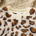 2pcs Baby Girl Allover Leopard Print Long-sleeve Thermal Fuzzy Romper with Hat Set Apricot image 3