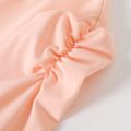 2pcs Kid Girl 3D Floral Design Mesh Splice Long-sleeve Pink Tee and Slit Flared Pants Set Pink