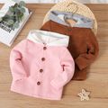 Baby Boy/Girl Button Front Corduroy Long-sleeve Contrast Hooded Jacket YellowBrown image 2