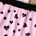 2pcs Kid Girl Heart Print Pink Sweatshirt and Skirt Leggings Set Pink