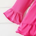 2pcs Baby Girl Butterfly Print Hot Pink Long-sleeve Ruffle Hem Top and Leggings Set Roseo image 4