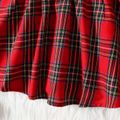 Christmas Baby Girl Letter Print Peter Pan Collar Long-sleeve Spliced Plaid Dress redblack image 5