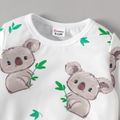2pcs Baby Boy Allover Koala Print Long-sleeve Sweatshirt and Solid Pants Set White
