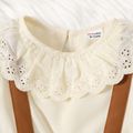 Baby Girl Ruffle Collar Long-sleeve Bow Front Solid Spliced Dress Caramel image 3