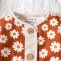 Baby Girl Allover Daisy Floral Print Corduroy Long-sleeve Jacket ColorBlock image 3
