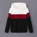 Family Matching Cotton Rib Knit Colorblock Long-sleeve Hoodies Black/White/Red image 5