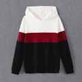 Family Matching Cotton Rib Knit Colorblock Long-sleeve Hoodies Black/White/Red