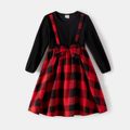 Christmas Family Matching Solid Spliced Red Plaid Dresses and Polo Shirts Sets ColorBlock image 5