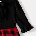 Christmas Family Matching Solid Spliced Red Plaid Dresses and Polo Shirts Sets ColorBlock image 4