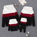 Family Matching Cotton Rib Knit Colorblock Long-sleeve Hoodies Black/White/Red image 1
