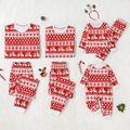 Christmas Family Matching Allover Red Print Long-sleeve Pajamas Sets (Flame Resistant) Red image 1