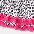 لول. مفاجئة! طفلة صغيرة ليوبارد طباعة شبكة تكدرت تنحنح فستان طويل الأكمام أسود / أبيض image 5