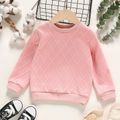 Toddler Girl/Boy Solid Color Textured Pullover Sweatshirt Pink image 1