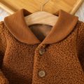 Baby Boy Brown Sherpa Fleece Thermal Long-sleeve Peter Pan Collar Button Front Coat YellowBrown image 3