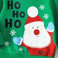 Christmas Baby Boy Santa & Letter Print Green Long-sleeve Pullover Sweatshirt Green image 4