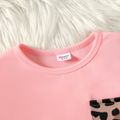 2pcs Kid Girl Leopard Print Colorblock Pullover Sweatshirt and Elasticized Pants Set Pink image 3