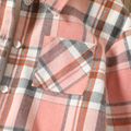 Kid Boy/Kid Girl Lapel Collar Long-sleeve Pink Plaid Shirt Pink image 3