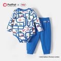 Thomas & Friends 2pcs Baby Boy 100% Cotton Long-sleeve Allover Print Romper and Sweatpants Set Multi-color image 1