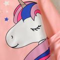 2pcs Kid Girl Unicorn Print Pink Tee and Star Print Pink Pants Pajamas Sleepwear Set Pink image 2