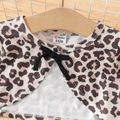 2pcs Baby Girl 95% Cotton Butterfly Print Cami Jumpsuit with Leopard Long-sleeve Cardigan Set ColorBlock image 3