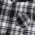2pcs Kid Boy Plaid Long-sleeve Hooded Shirt and Colorblock Pants Set Black image 3