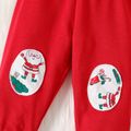 Christmas 2pcs Baby Boy Allover Xmas Tree & Santa Claus Print Long-sleeve Sweatshirt and Sweatpants Set REDWHITE image 5