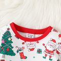 Christmas 2pcs Baby Boy Allover Xmas Tree & Santa Claus Print Long-sleeve Sweatshirt and Sweatpants Set REDWHITE image 3