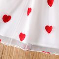 Toddler Girl Valentine's Day Heart Embroidered Ribbed Mesh Splice Ruffled Long-sleeve Dress ColorBlock image 4