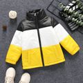 Toddler Boy/Girl Trendy Colorblock Stand Collar Zipper Design Padded Coat Yellow