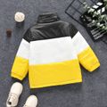 Toddler Boy/Girl Trendy Colorblock Stand Collar Zipper Design Padded Coat Yellow