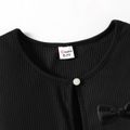 2pcs Kid Girl Plaid Faux Belt Design Sleeveless Dress and Black Cardigan Set Black image 4