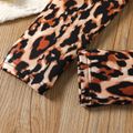 2pcs Kid Girl Leopard Print Splice Tie Knot Long-sleeve Tee and Leggings Set Ginger