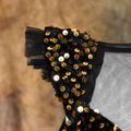 Kid Girl Sequined Mesh Splice Flutter-sleeve Black Party Evening Dress Black image 3