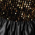 Kid Girl Sequined Mesh Splice Flutter-sleeve Black Party Evening Dress Black image 5